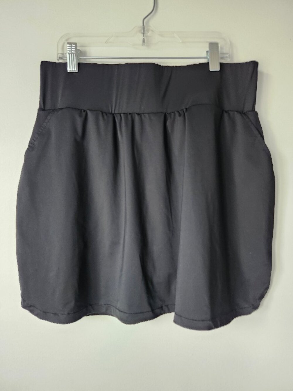 Black Satin Boxing Shorts Style Mini Skirt